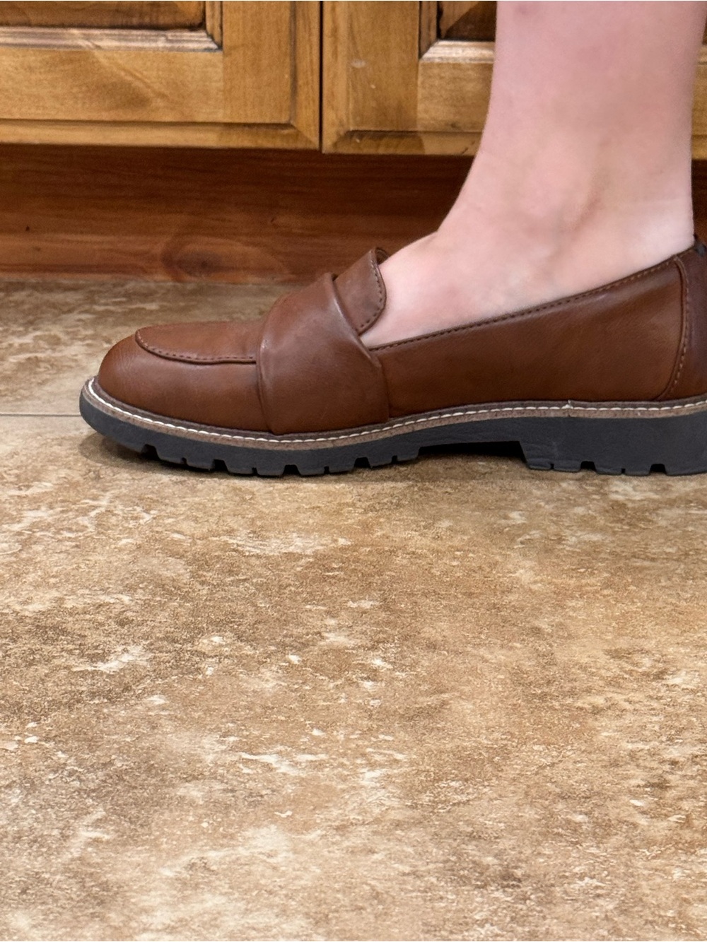 Women's Brown Leather Penny Loafer Flats